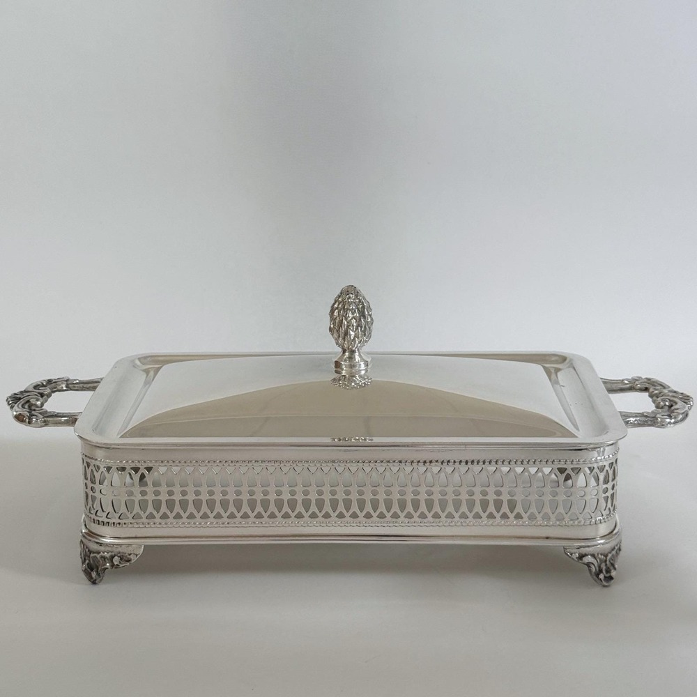 Vintage Sheffield Silver Co Silverplate Covered Casserole Serving Dish USA
